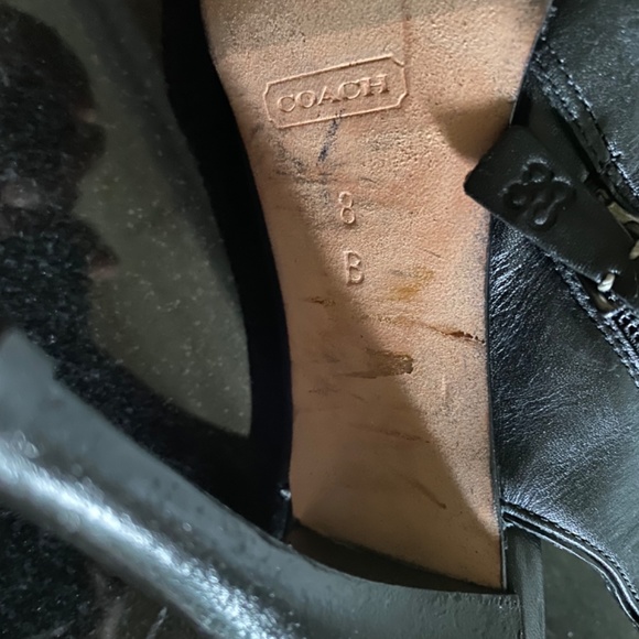 COACH SANDRA CALF BLACK LEATHER OPEN TOE STRAPPY HEELS PLATFORM Size 8 - Picture 11 of 15